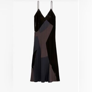 ZARA Velvet Satin Patchwork  Maxi Dress NWOT